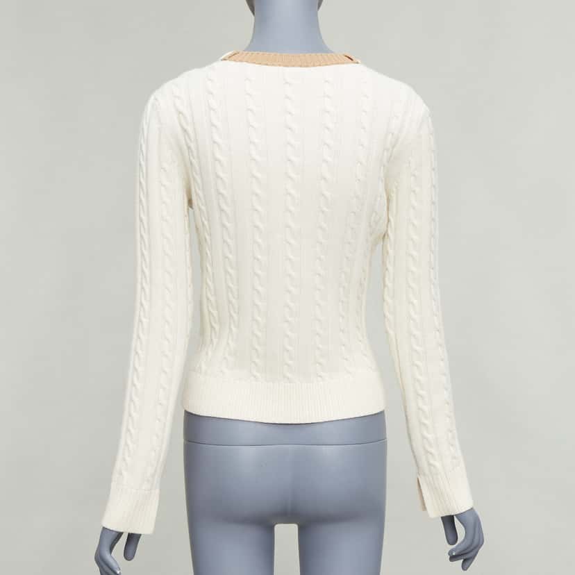 Loewe Cable Knit Sweater Beige Wool Good condition - Box View