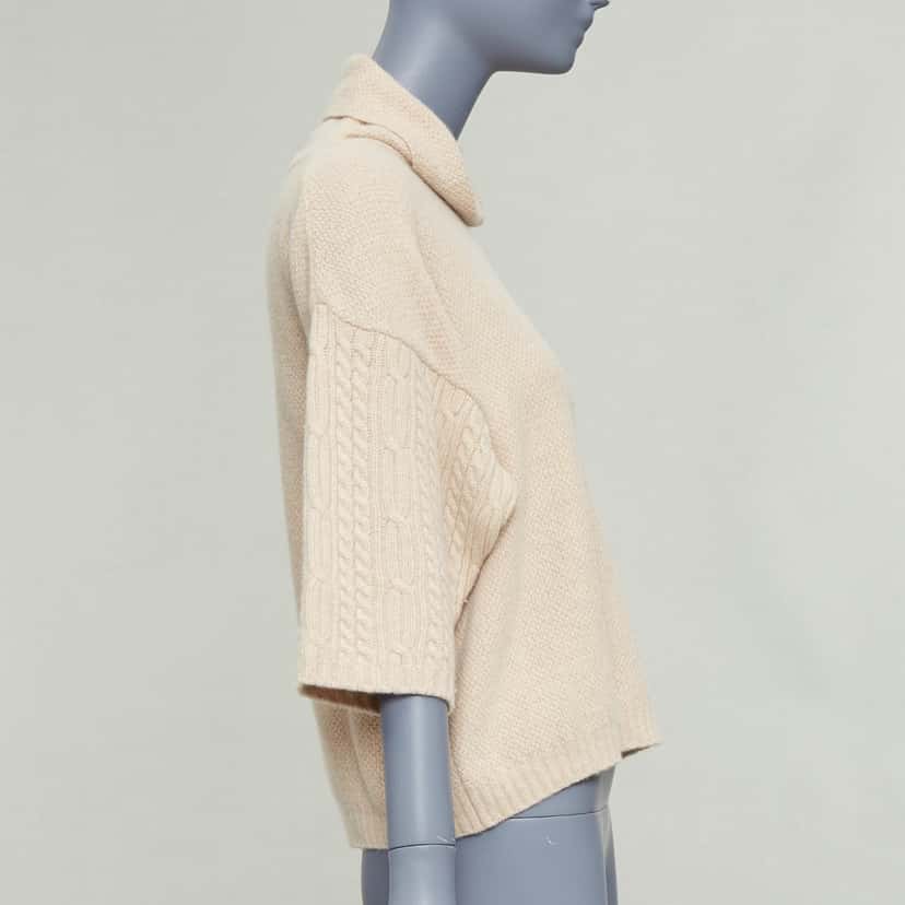 Max Mara Cable Knit Sleeve Sweater Beige Wool Very good condition - Model View