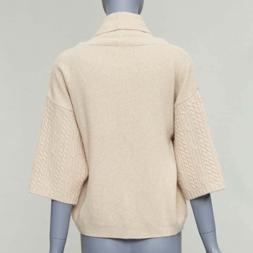 Max Mara Cable Knit Sleeve Sweater Beige Wool Very good condition - Box View