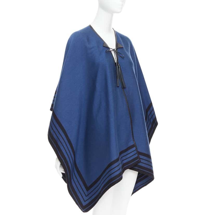 Louis Vuitton Cashmere Tassel Poncho Blue Cashmere Good condition - Inside View