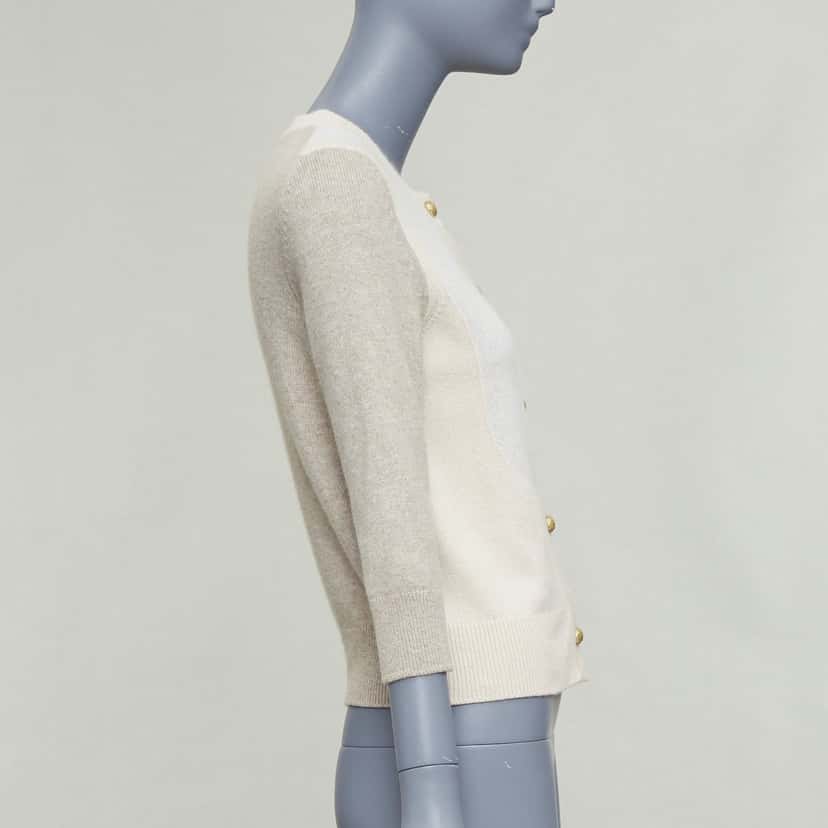 Chanel Colorblocked Cardigan Beige Cashmere Good condition - Box View
