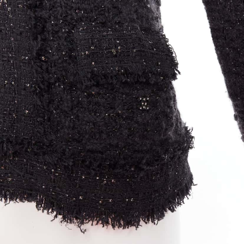 Chanel Metallic Tweed Cardigan Black Viscose Very good condition - Back View