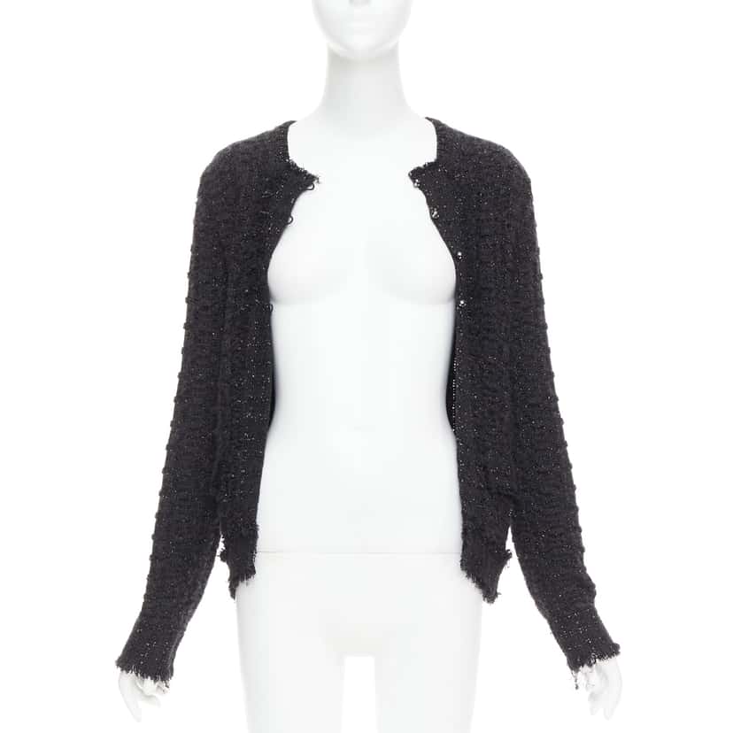 Chanel Metallic Tweed Cardigan Black Viscose Very good condition - Inside View