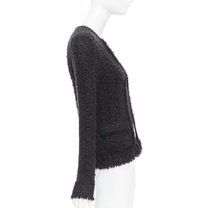 Chanel Metallic Tweed Cardigan Black Viscose Very good condition - Box View