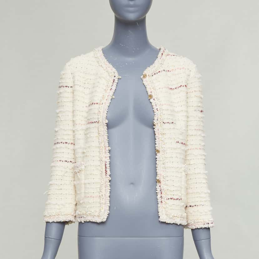 Chanel Boucle Tweed Cardigan Beige Wool Very good condition - Inside View