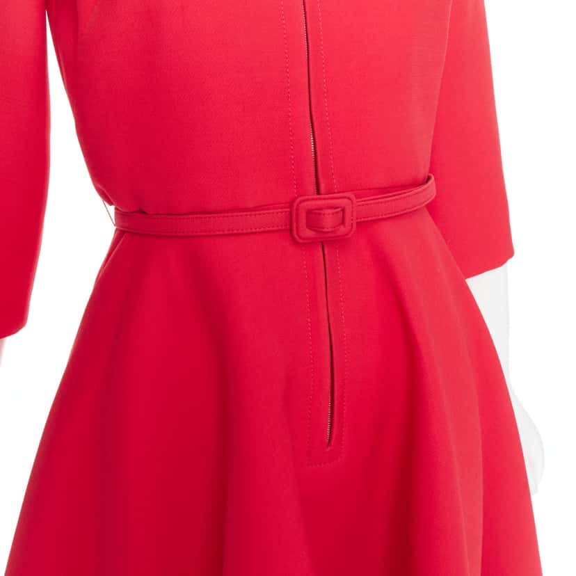 Dior Half Zip Flare Dress Red Wool Very good condition - Back View