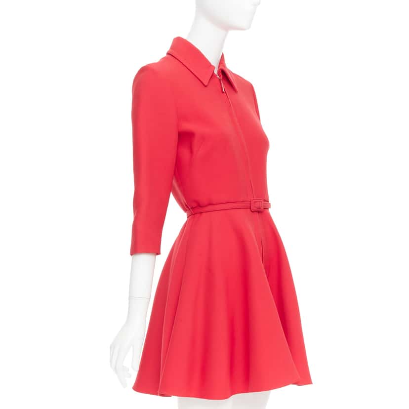 Dior Half Zip Flare Dress Red Wool Very good condition - Inside View