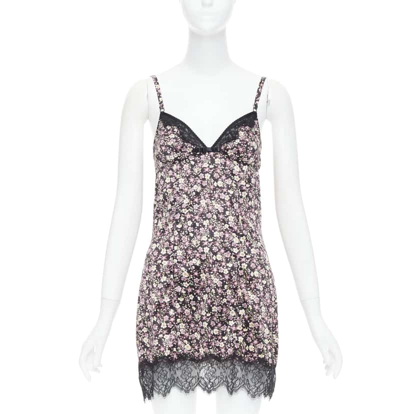 D&g Floral Slip Dress Pink Polyamide Very good condition - Front View