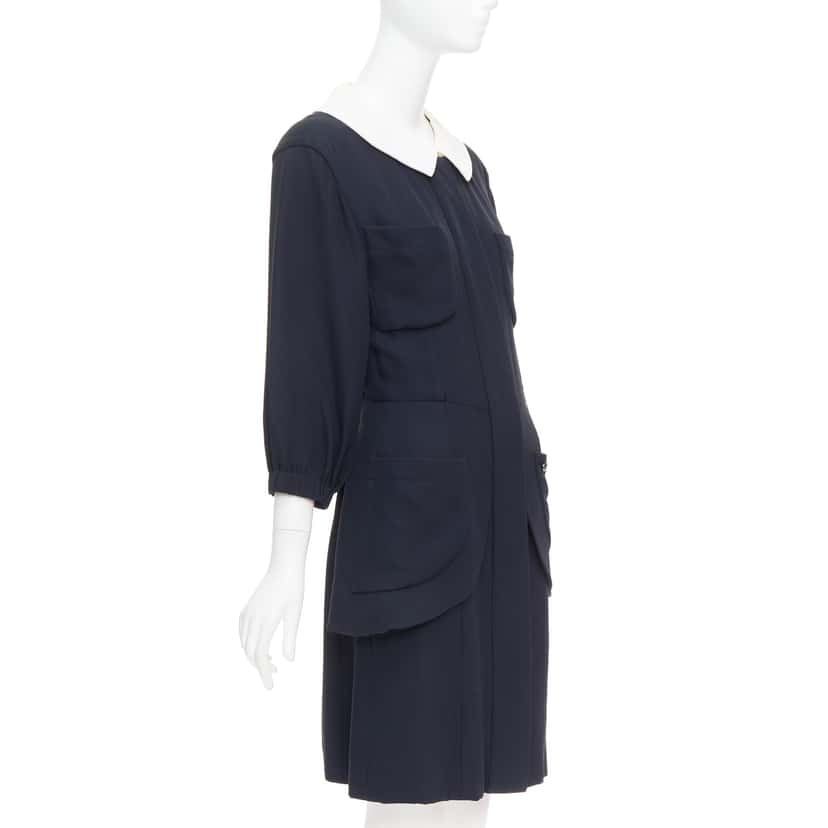 Chanel Collar Trompe Dress Black Silk Very good condition - Inside View