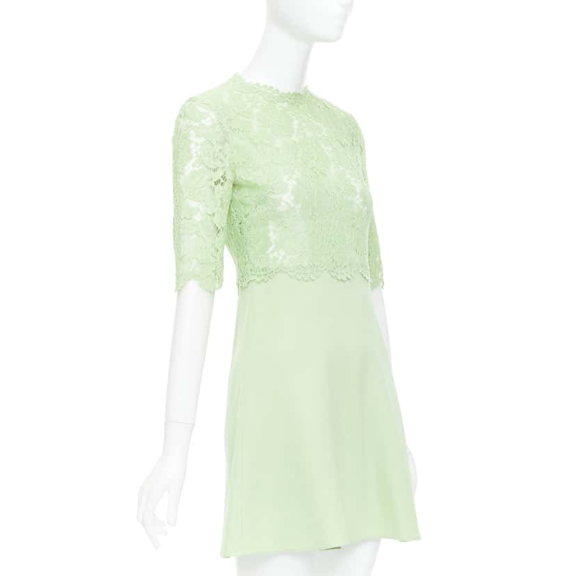 Valentino Garavani Lace Bodice Dress Green Cotton Good condition - Inside View