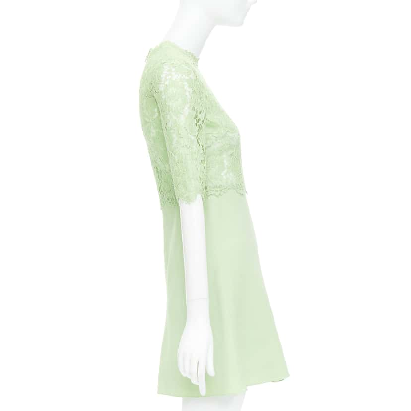 Valentino Garavani Lace Bodice Dress Green Cotton Good condition - Model View
