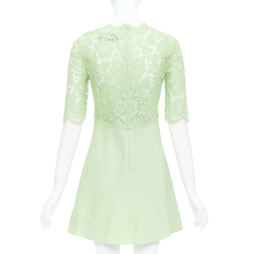Valentino Garavani Lace Bodice Dress Green Cotton Good condition - Box View