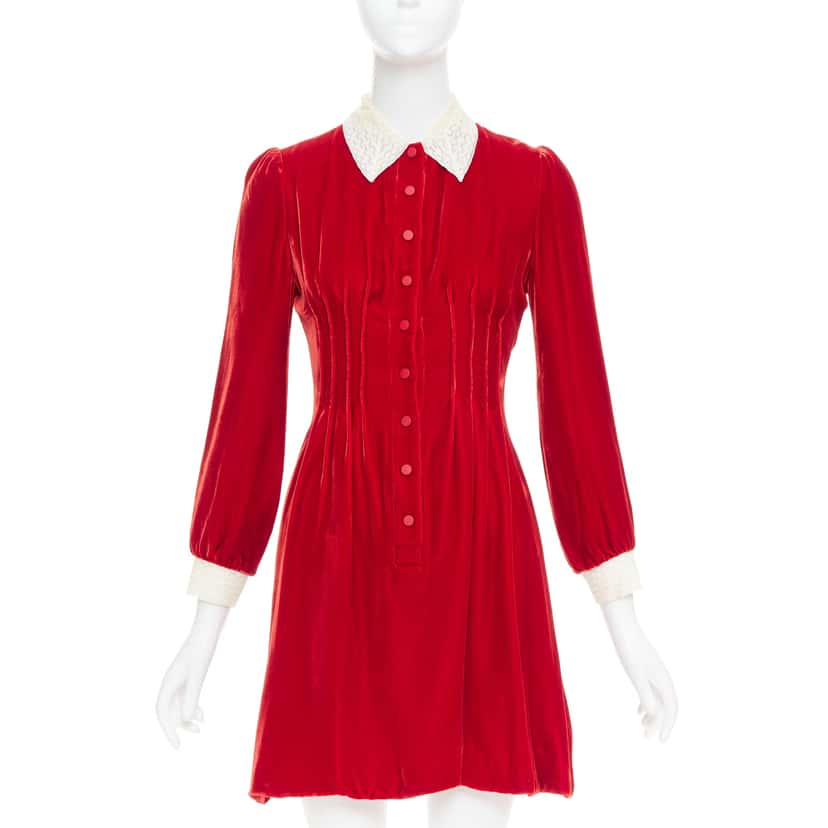 Dior Crushed Velvet Dress Red Viscose Very good condition - Front View