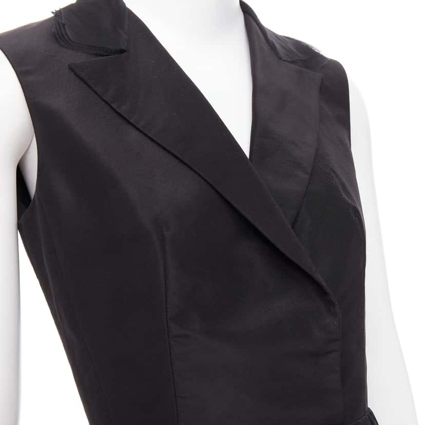 Oscar De La Renta Tiered Puff Dress Black Silk Good condition - Back View