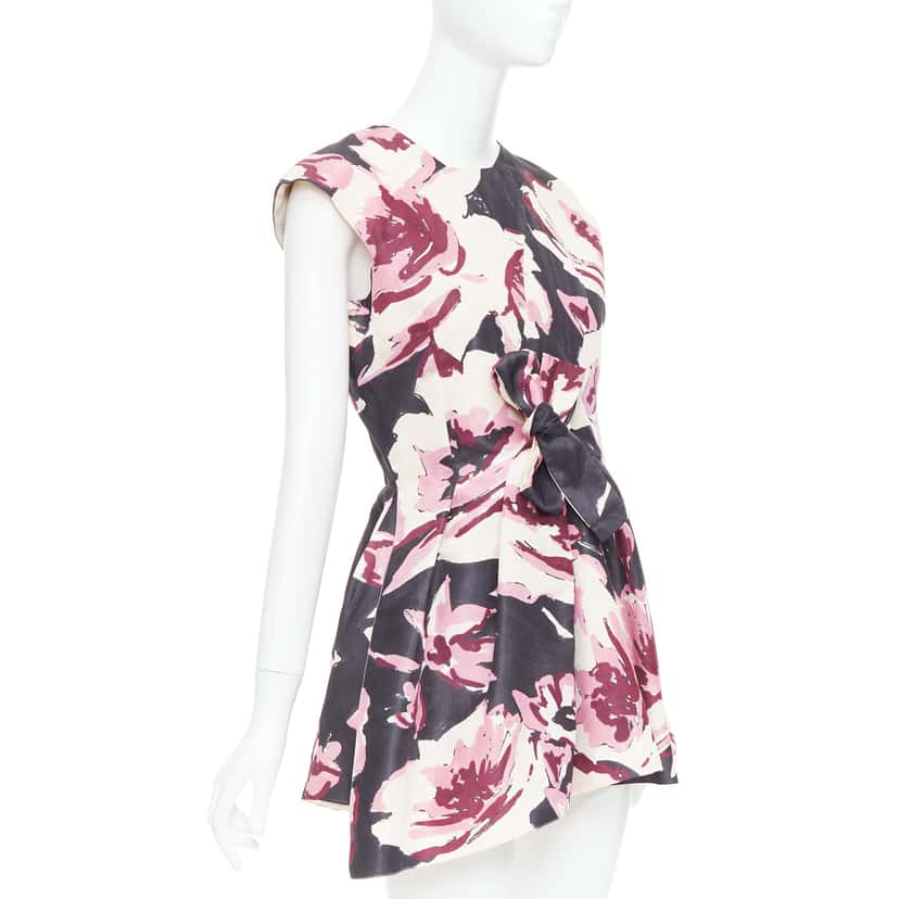 Dior Floral Tie Dress Beige Silk Fair condition - Inside View