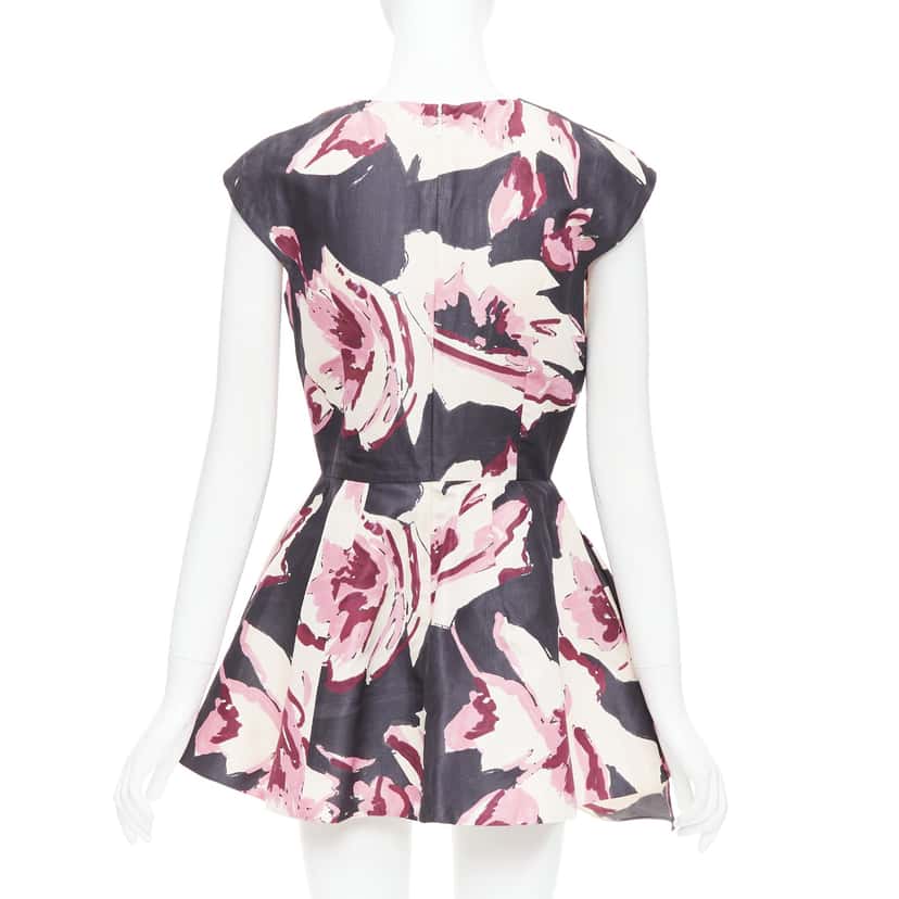 Dior Floral Tie Dress Beige Silk Fair condition - Box View