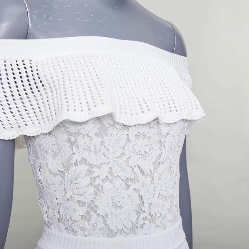 Valentino Off Shoulder Playsuit White Cotton Good condition - Back View