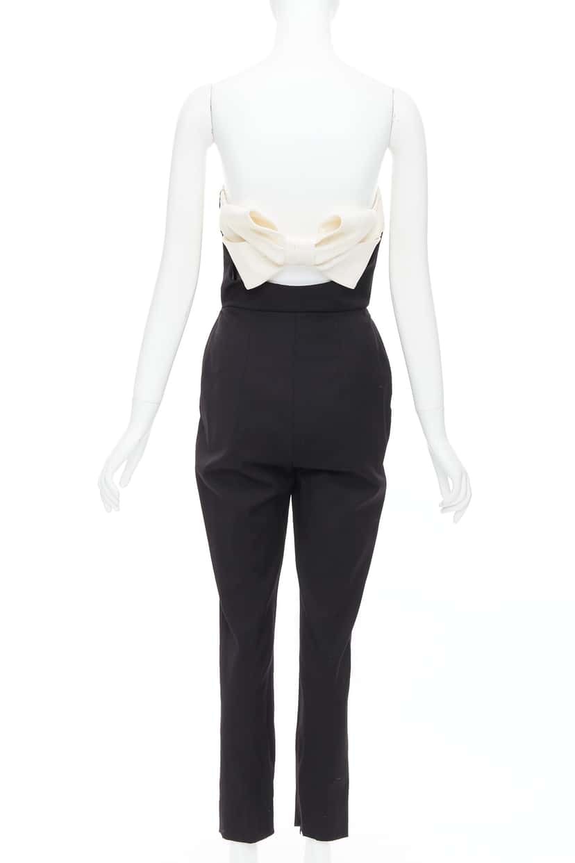 Valentino Bow Strapless Jumpsuit Black Wool Good condition - Front View