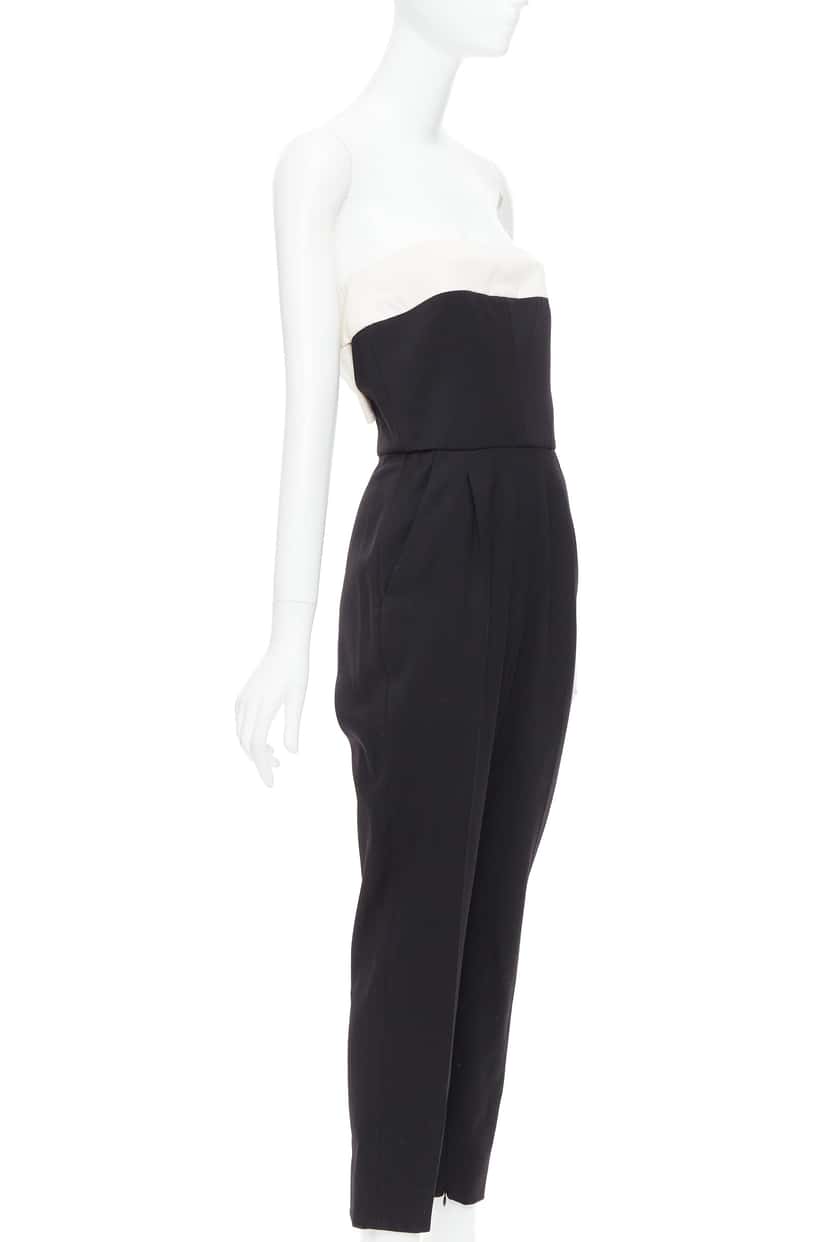 Valentino Bow Strapless Jumpsuit Black Wool Good condition - Inside View