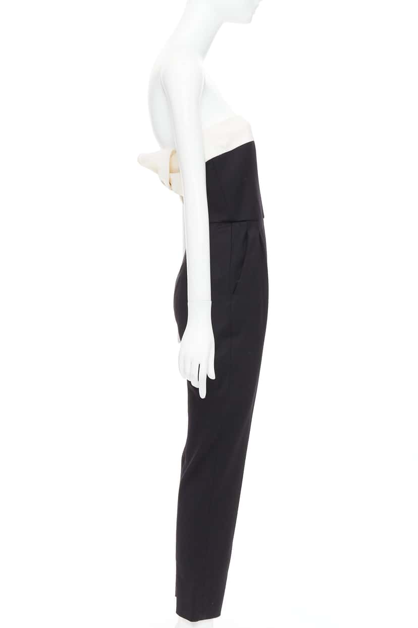 Valentino Bow Strapless Jumpsuit Black Wool Good condition - Model View