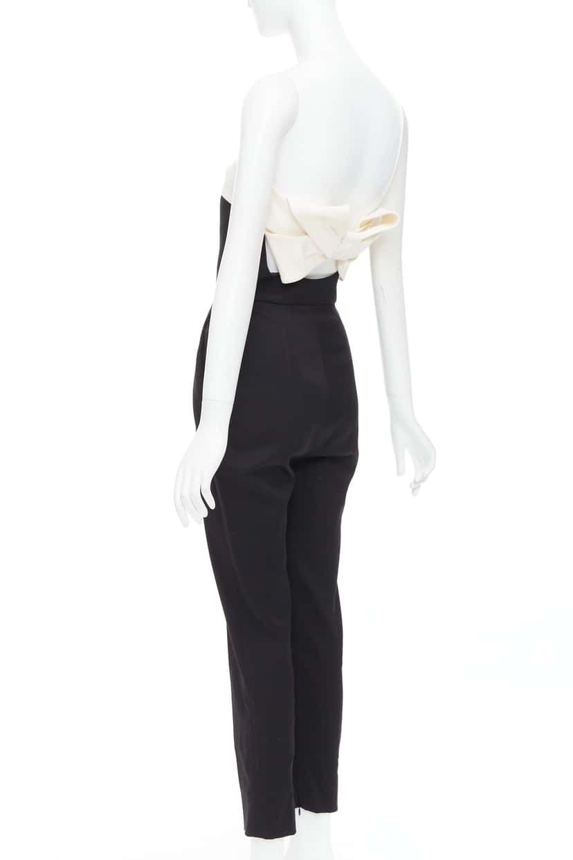 Valentino Bow Strapless Jumpsuit Black Wool Good condition - Box View