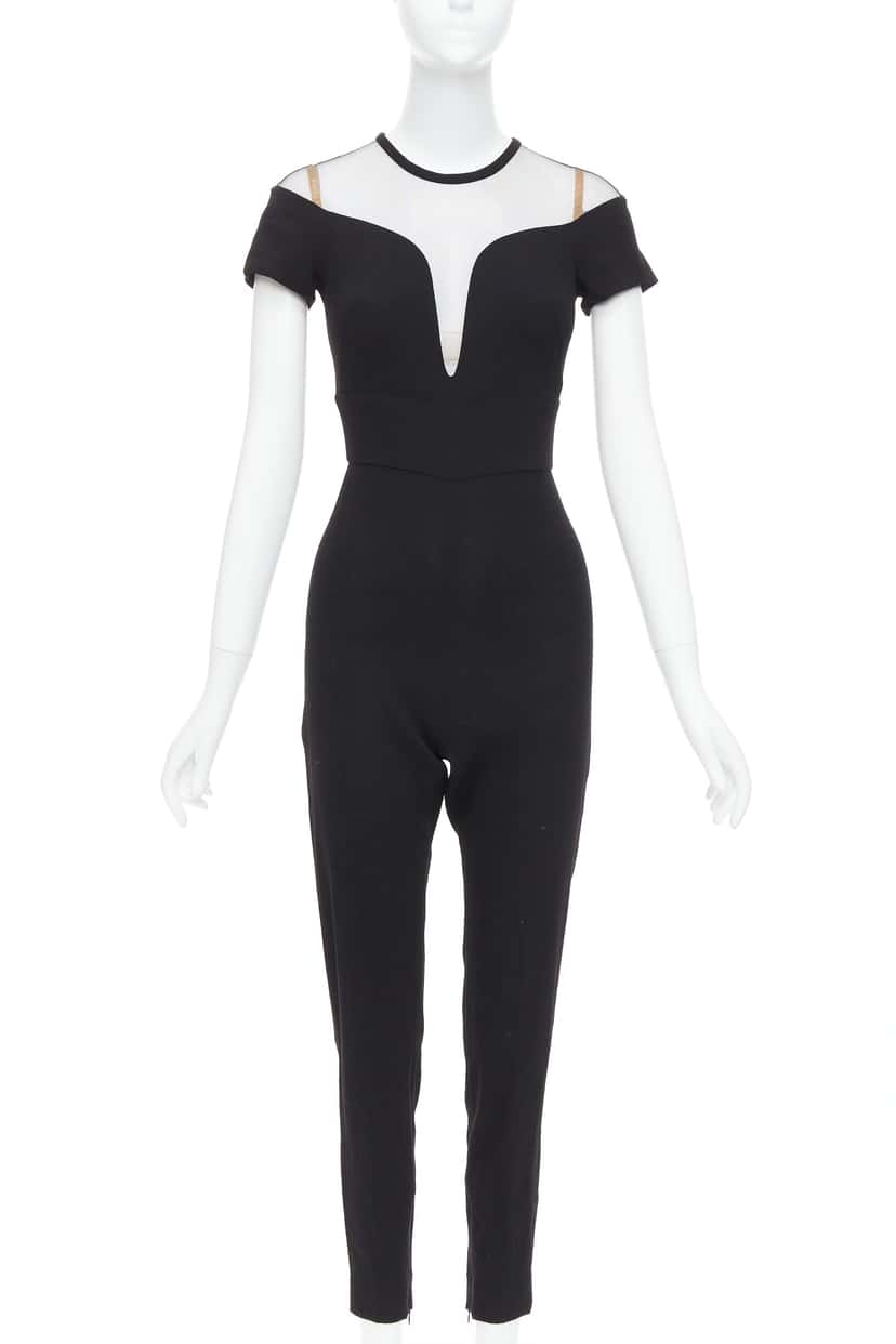 La Perla Sheer Wool Jumpsuit Black Wool Never worn, with tag - Front View