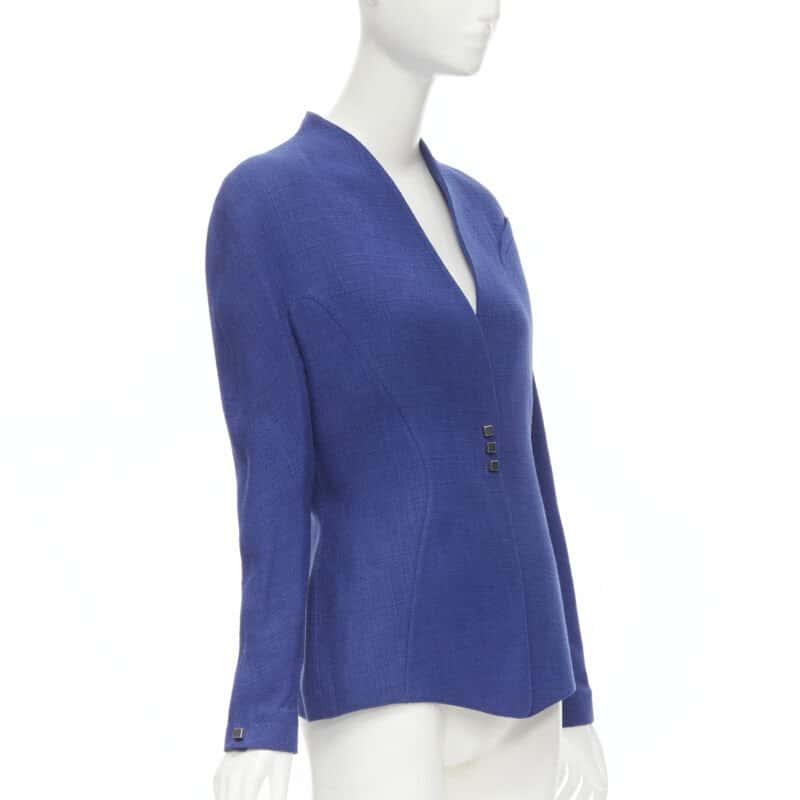 Thierry Mugler Curved Seams Jacket Blue Viscose Very good condition - Inside View