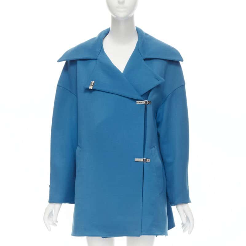 Claude Montana Blue Oversized Wool Coat Blue Wool Very good condition - Front View