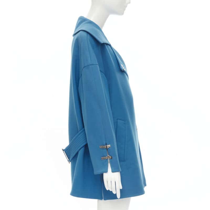 Claude Montana Blue Oversized Wool Coat Blue Wool Very good condition - Model View