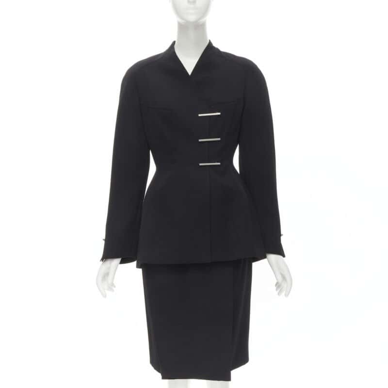 Mugler Double Breasted Set Black Wool Very good condition - Front View