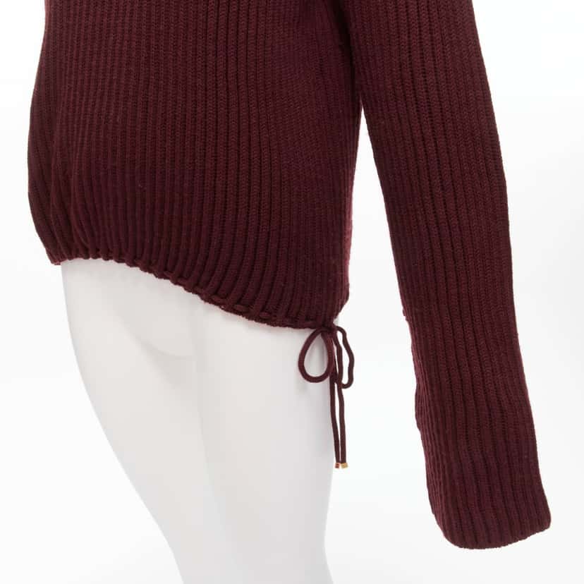 Gucci Tie Side Turtleneck Red Wool Very good condition - Back View