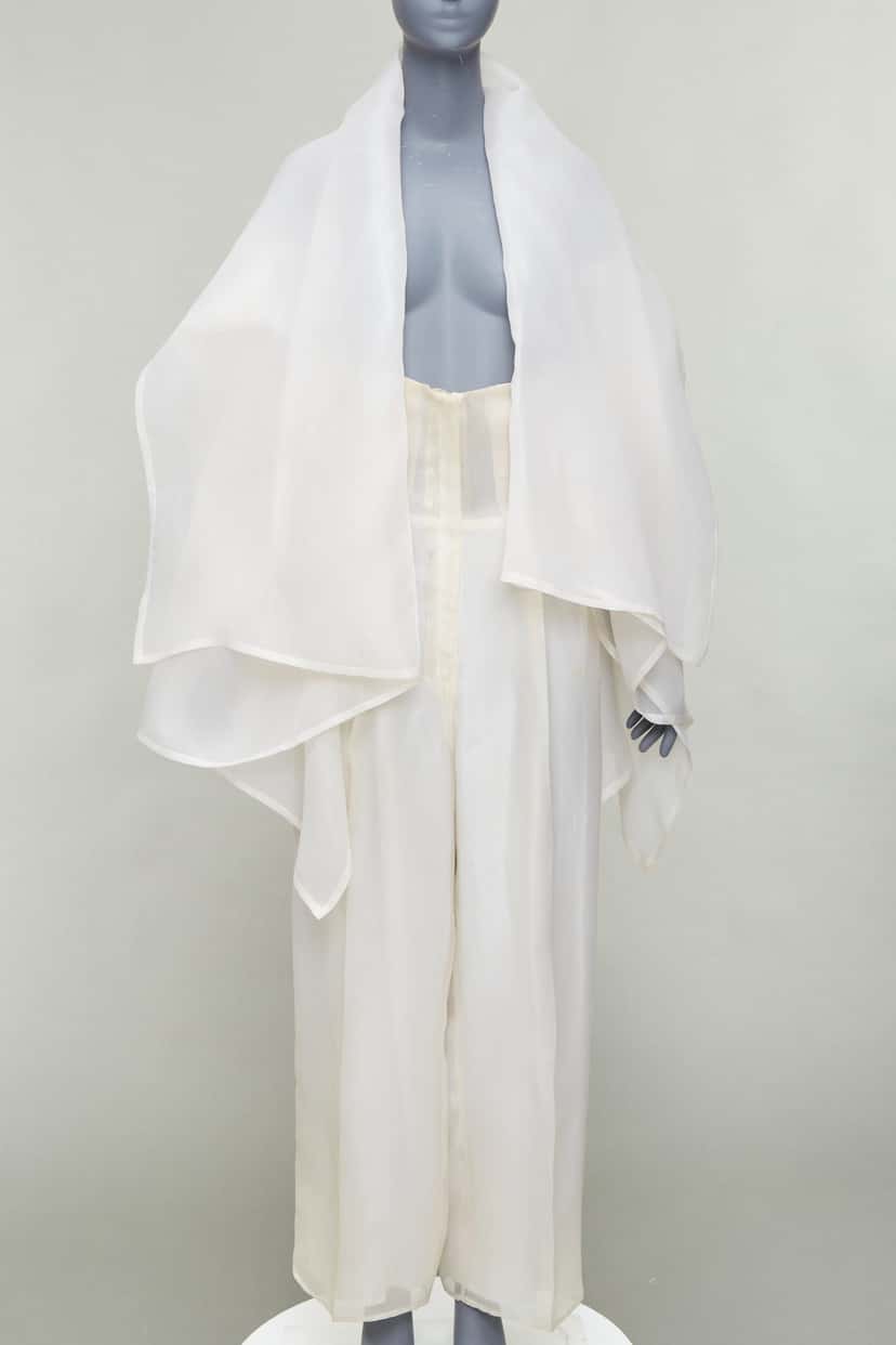 Dolce & Gabbana Ivory Coat Pantsuit Ecru Silk Fair condition - Back View