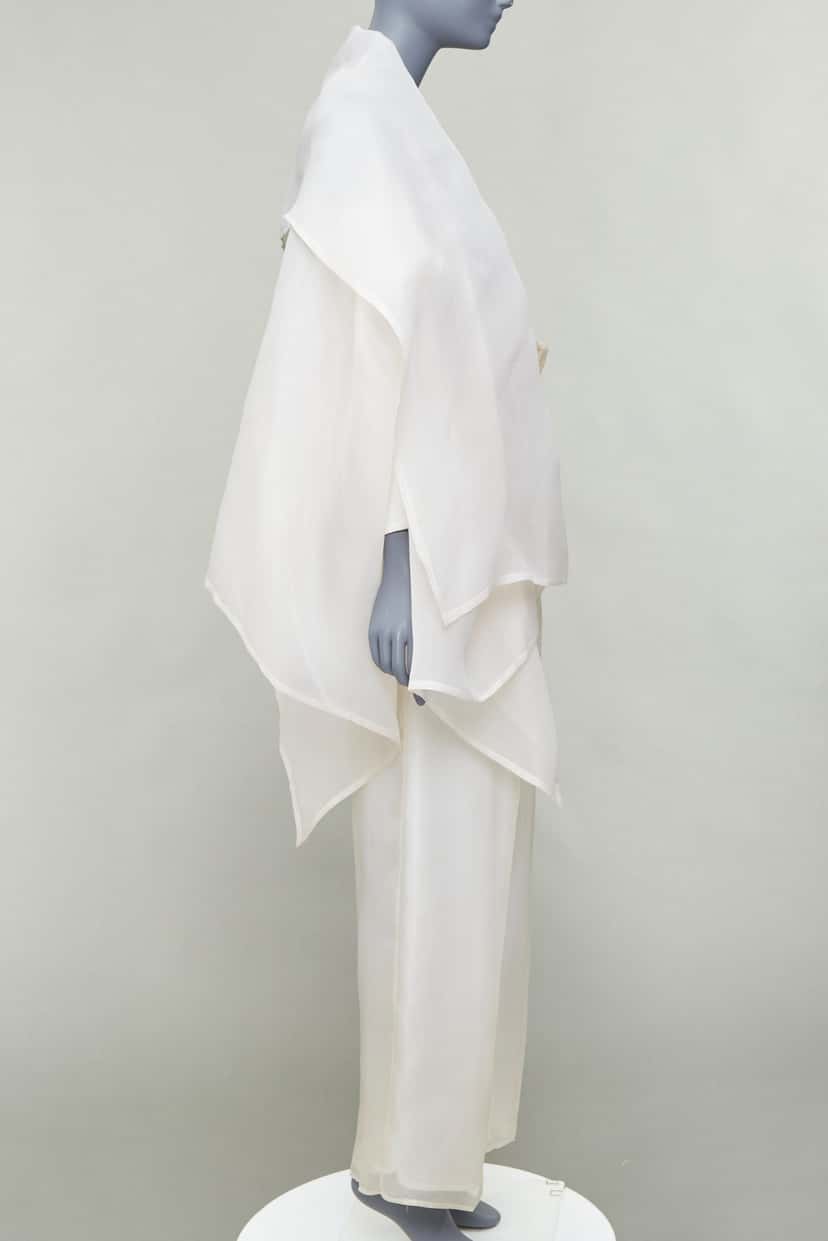 Dolce & Gabbana Ivory Coat Pantsuit Ecru Silk Fair condition - Inside View