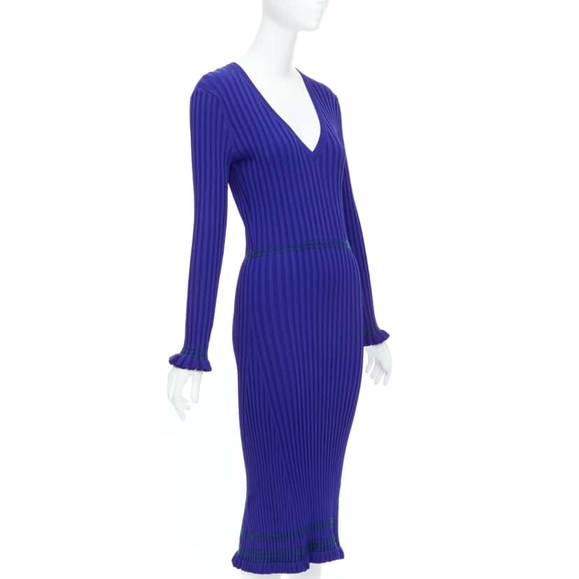 Altuzarra Ribbed Bodycon Dress Blue Viscose Good condition - Inside View