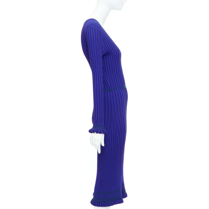Altuzarra Ribbed Bodycon Dress Blue Viscose Good condition - Model View