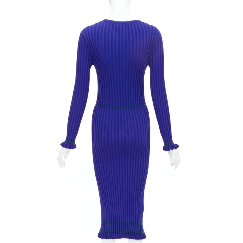 Altuzarra Ribbed Bodycon Dress Blue Viscose Good condition - Box View
