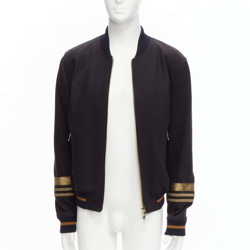 Dolce & Gabbana Navy Wool Longline Coat Black Wool Never worn - Inside View