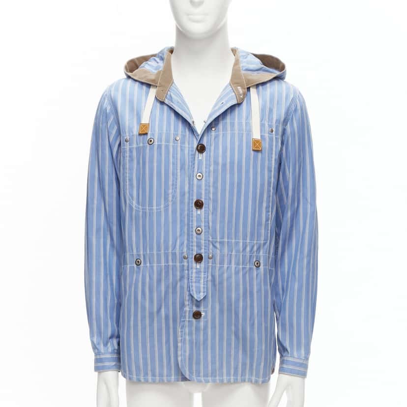 Junya Watanabe Navy Toggle Anorak Coat Blue Cotton Fair condition - Front View