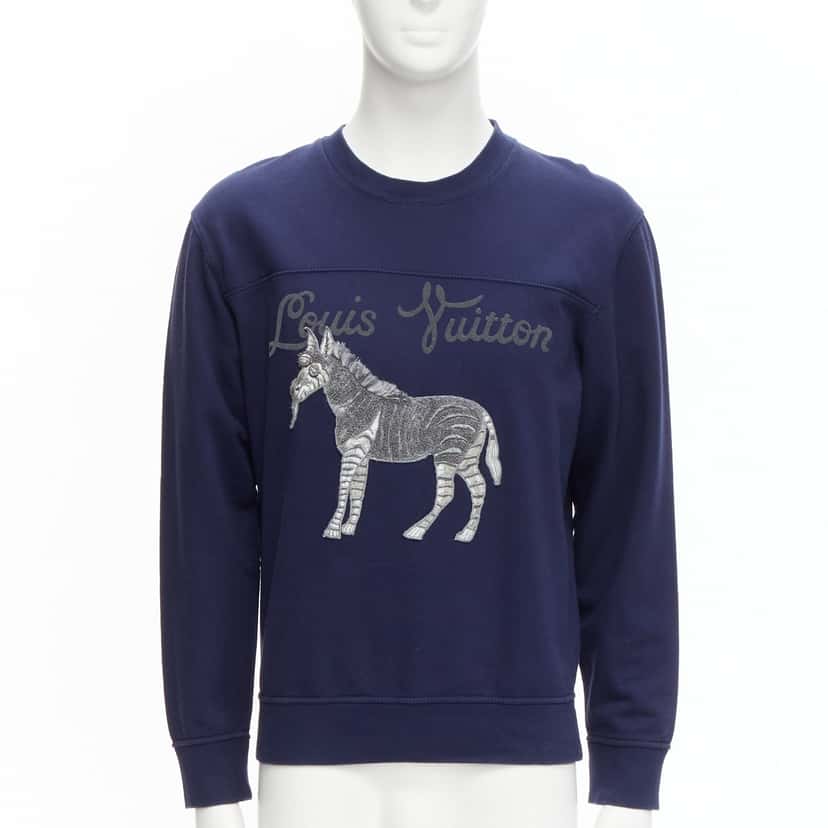 Louis Vuitton Horse Embroidery Sweater Navy Cotton Very good condition - Front View