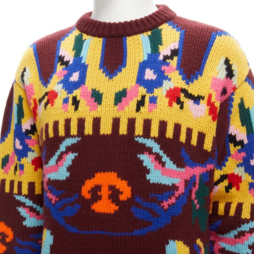 Prada Graphic Wool Sweater Burgundy Wool Very good condition - Back View