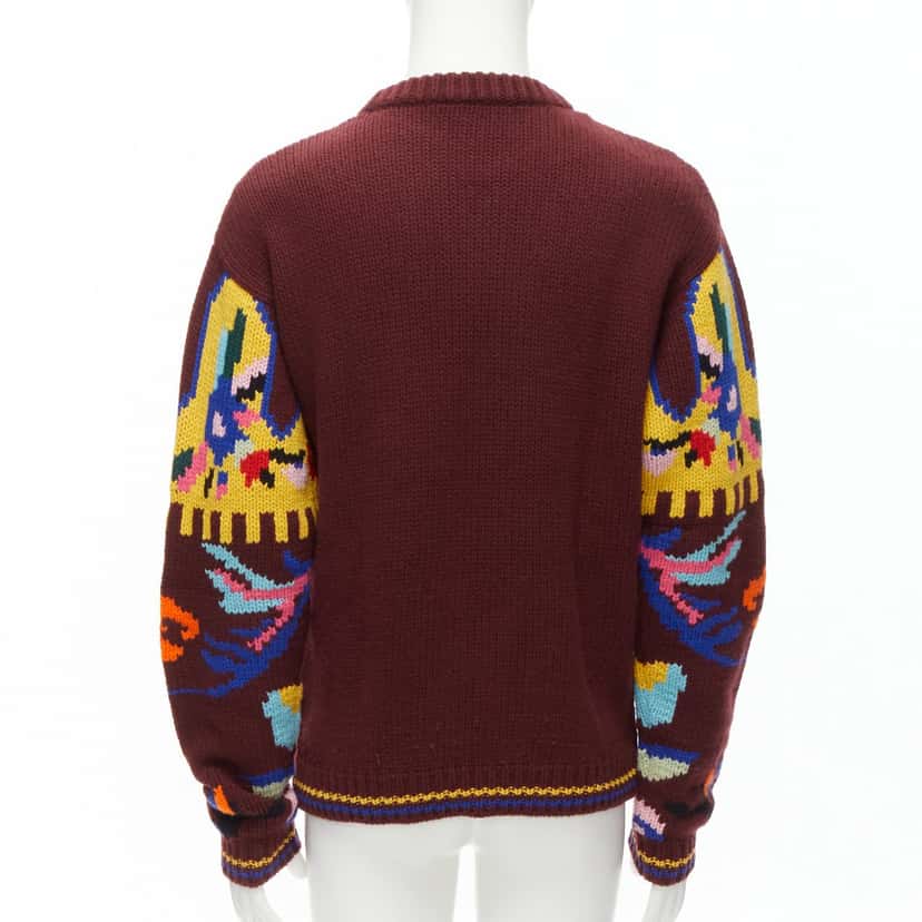 Prada Graphic Wool Sweater Burgundy Wool Very good condition - Box View