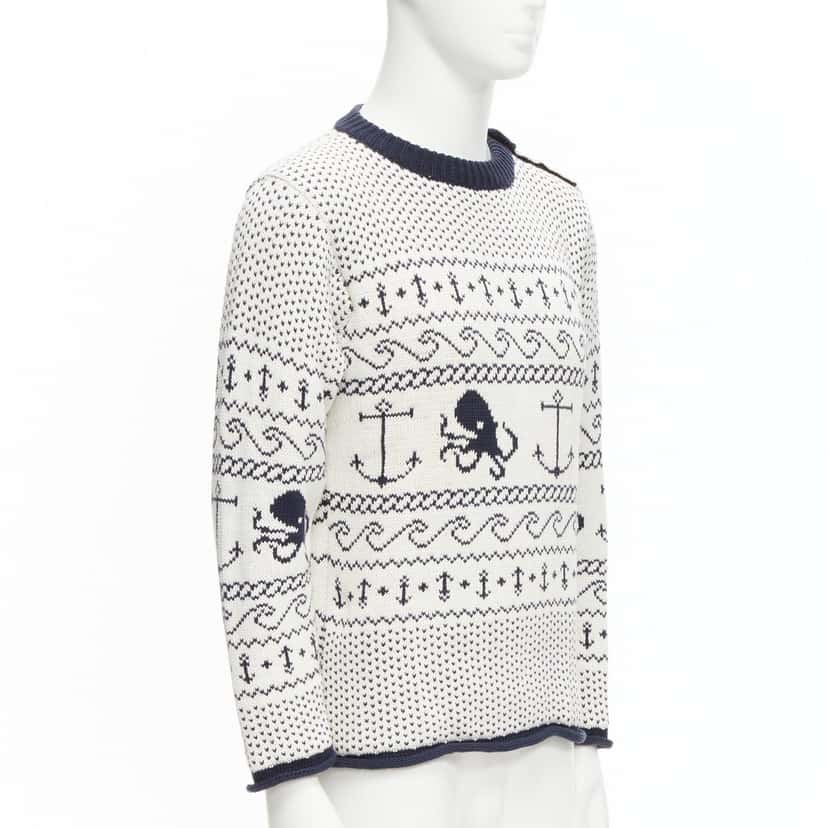 Thom Browne Octopus Intarsia Sweater Beige Cotton Good condition - Inside View