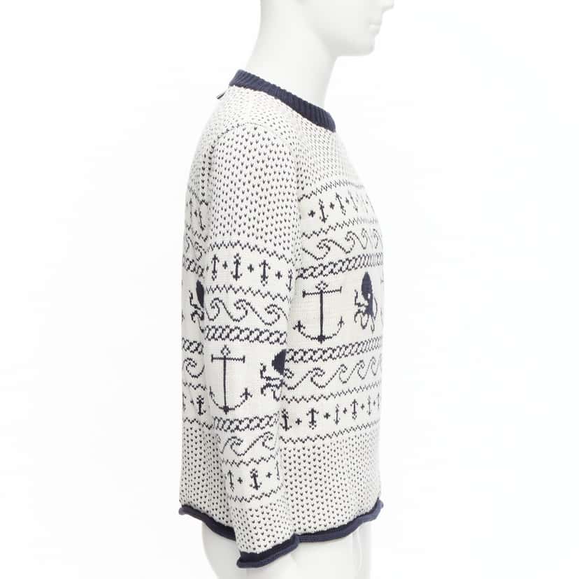 Thom Browne Octopus Intarsia Sweater Beige Cotton Good condition - Model View