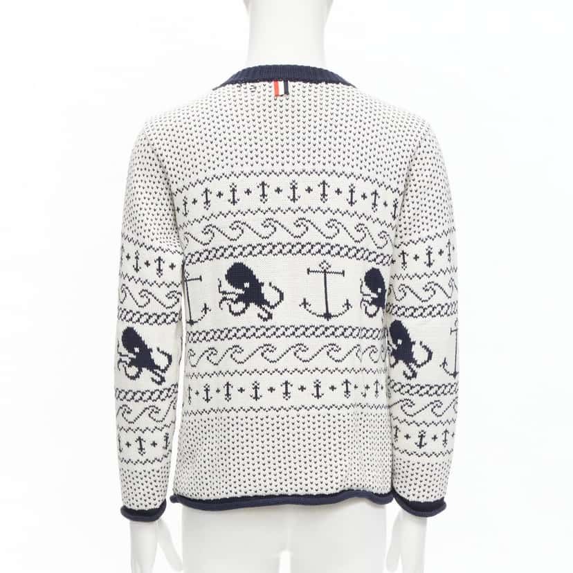 Thom Browne Octopus Intarsia Sweater Beige Cotton Good condition - Box View