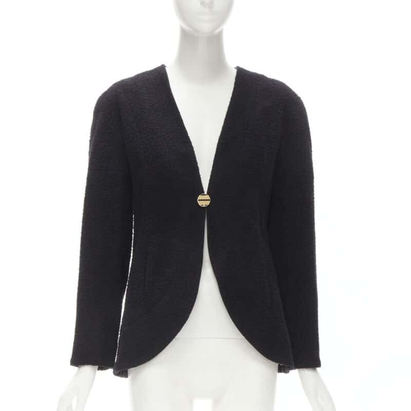 Chanel Black Boucle Cocoon Jacket Black Wool Never worn, with tag - Front View