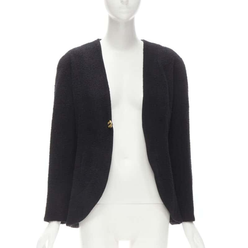 Chanel Black Boucle Cocoon Jacket Black Wool Never worn, with tag - Inside View