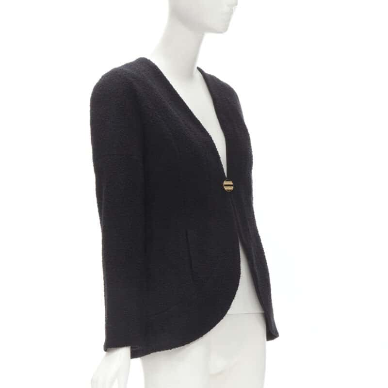 Chanel Black Boucle Cocoon Jacket Black Wool Never worn, with tag - Model View
