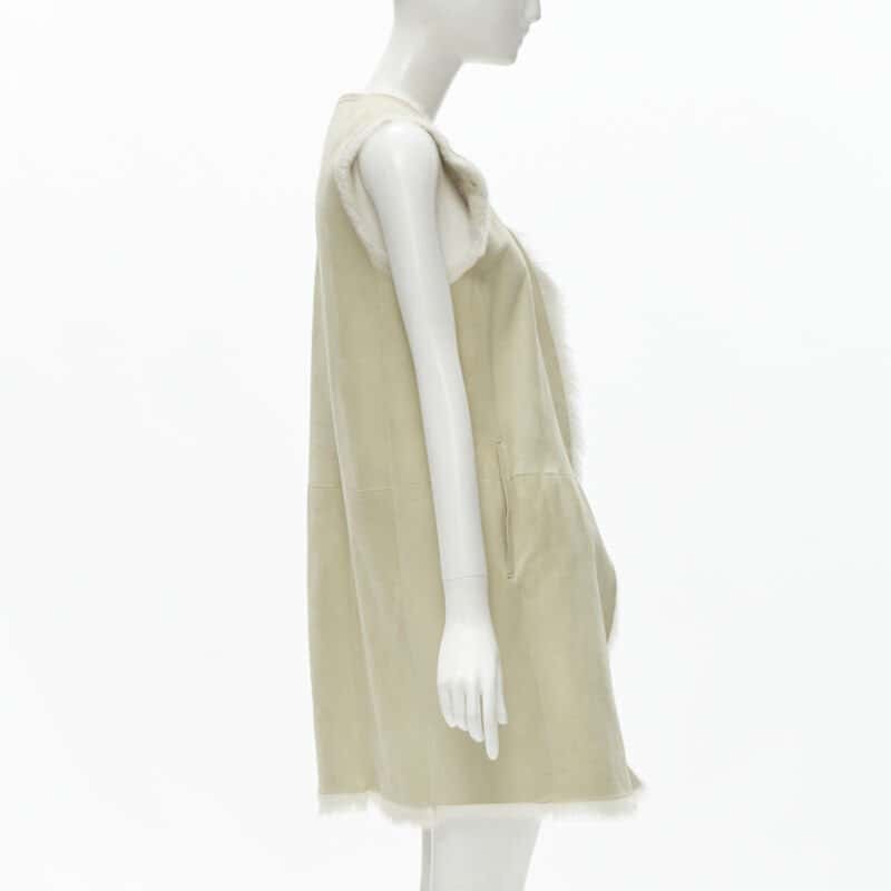 Theory Beige Shearling Suede Vest Beige Fur Very good condition - Box View