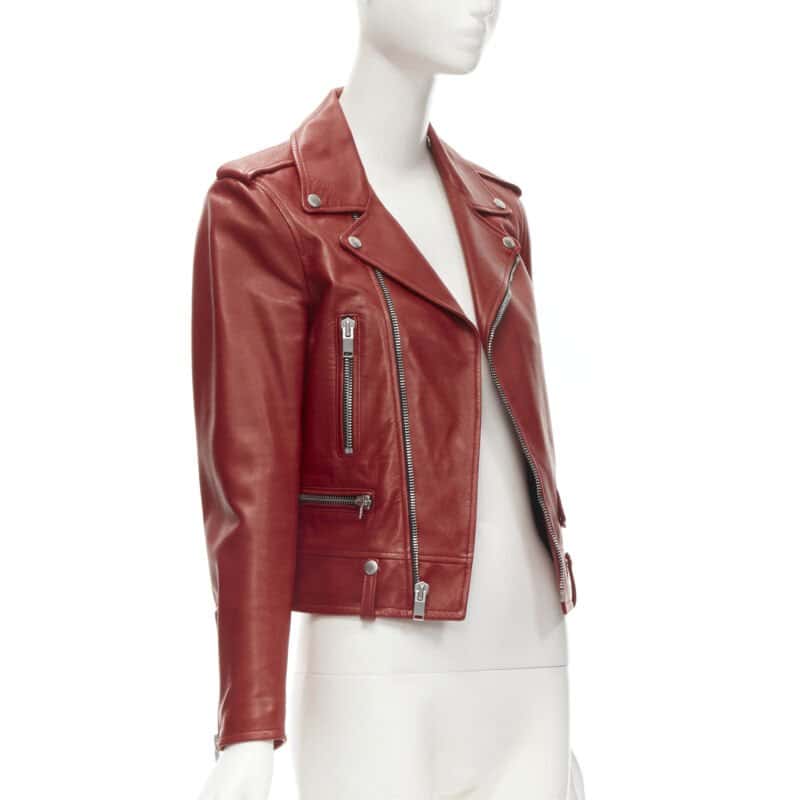 Saint Laurent Red Moto Jacket Red Leather Very good condition - Model View