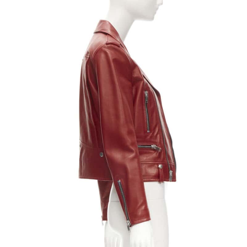 Saint Laurent Red Moto Jacket Red Leather Very good condition - Box View